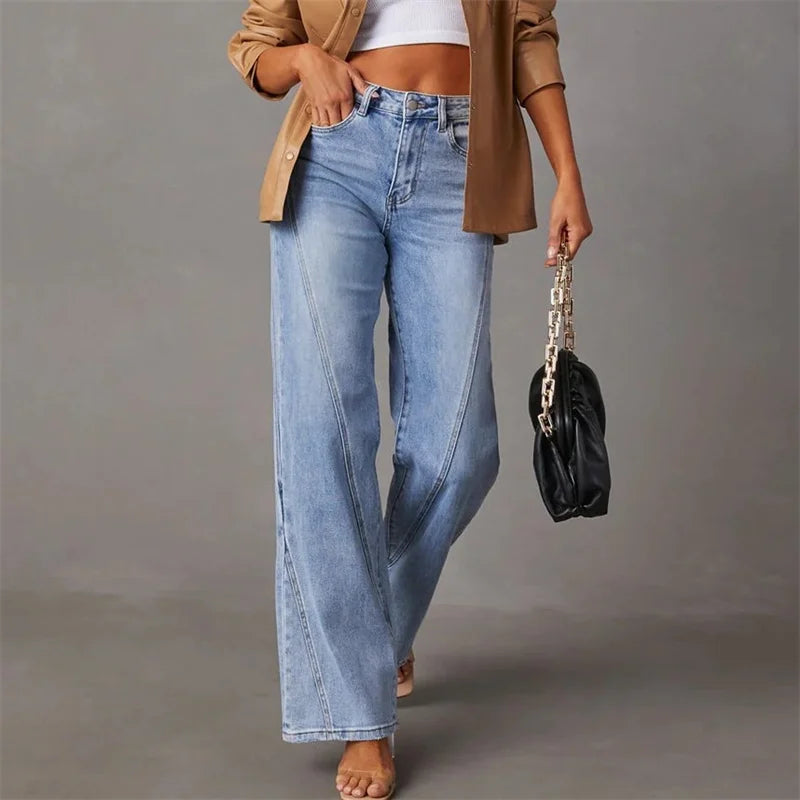 Women's casual pants | Straight leg | High waistband | Classic denim look