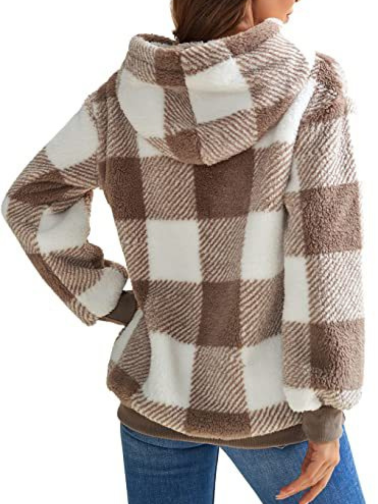 NICOLE CHECK FLEECE HOODIE