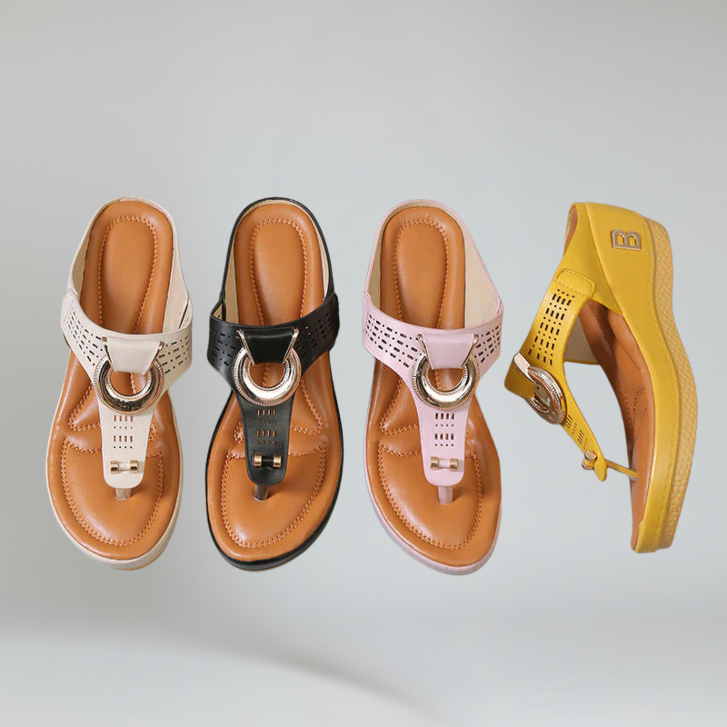 Blair | Platform Sandals - Toe Post & Metallic Ring - Everyday Comfort