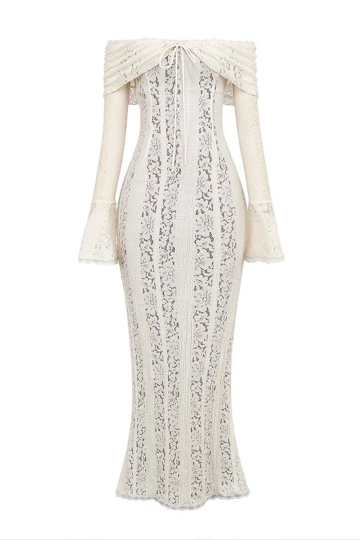 Georgette Lace Maxi- Ivory