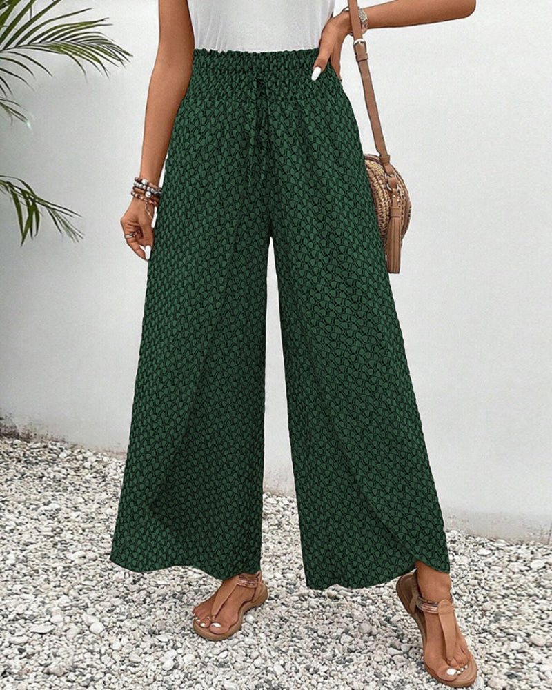 Women's Summer Pants | High Waist | Geometric Print | Airy Look