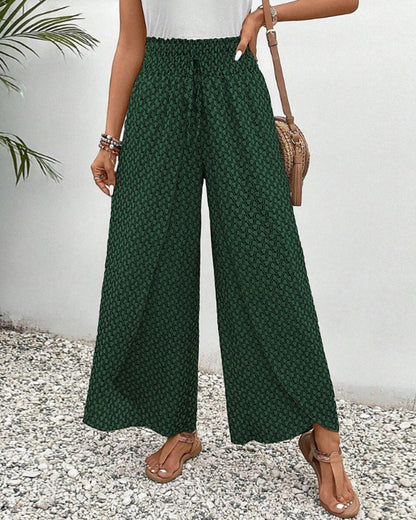 Women's Summer Pants | High Waist | Geometric Print | Airy Look