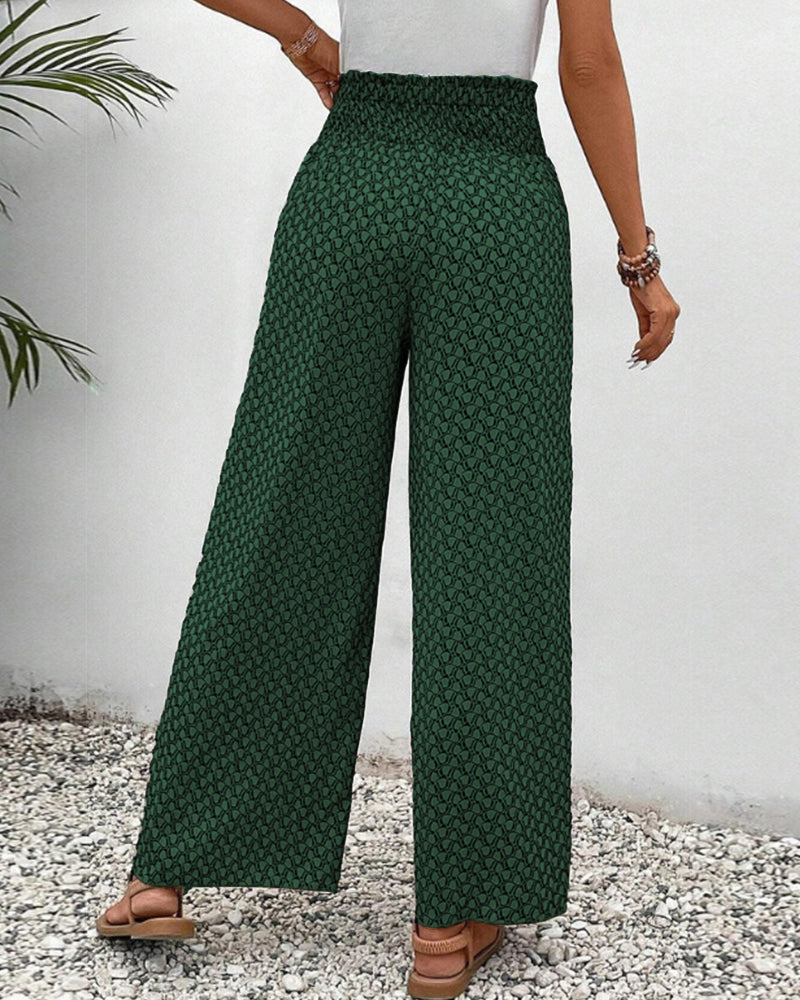 Women's Summer Pants | High Waist | Geometric Print | Airy Look