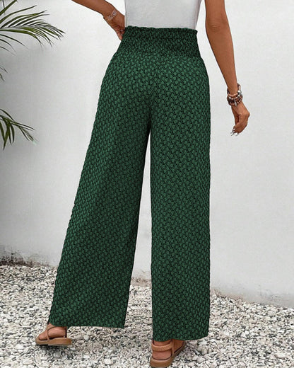 Women's Summer Pants | High Waist | Geometric Print | Airy Look