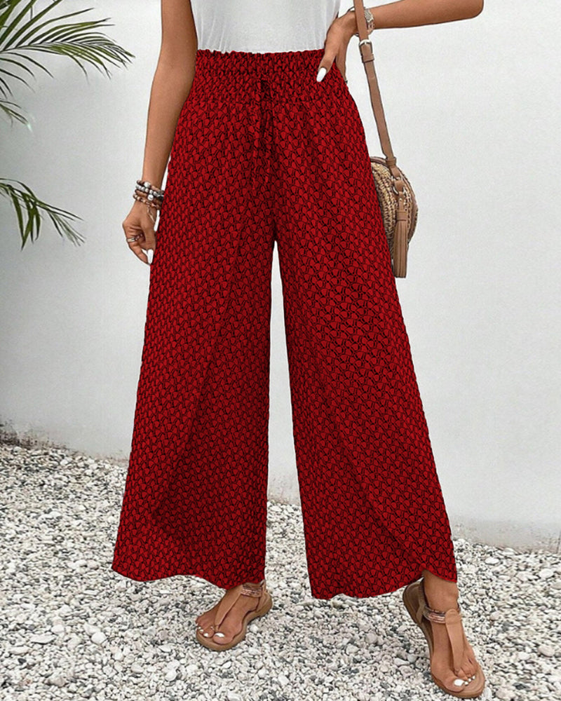 Women's Summer Pants | High Waist | Geometric Print | Airy Look