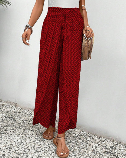 Women's Summer Pants | High Waist | Geometric Print | Airy Look