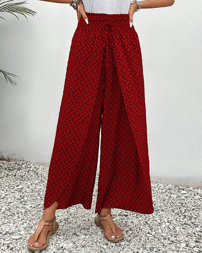 Women's Summer Pants | High Waist | Geometric Print | Airy Look