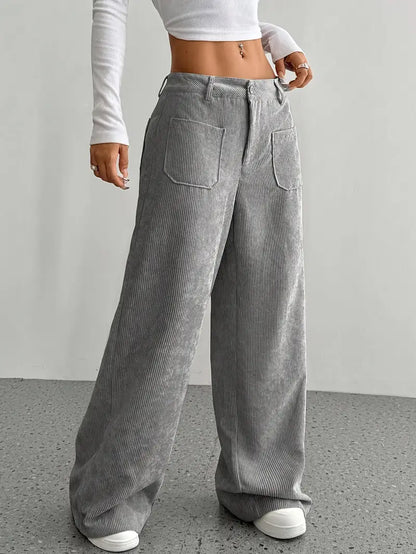 Women's High-Waisted Corduroy Pants | Wide Leg