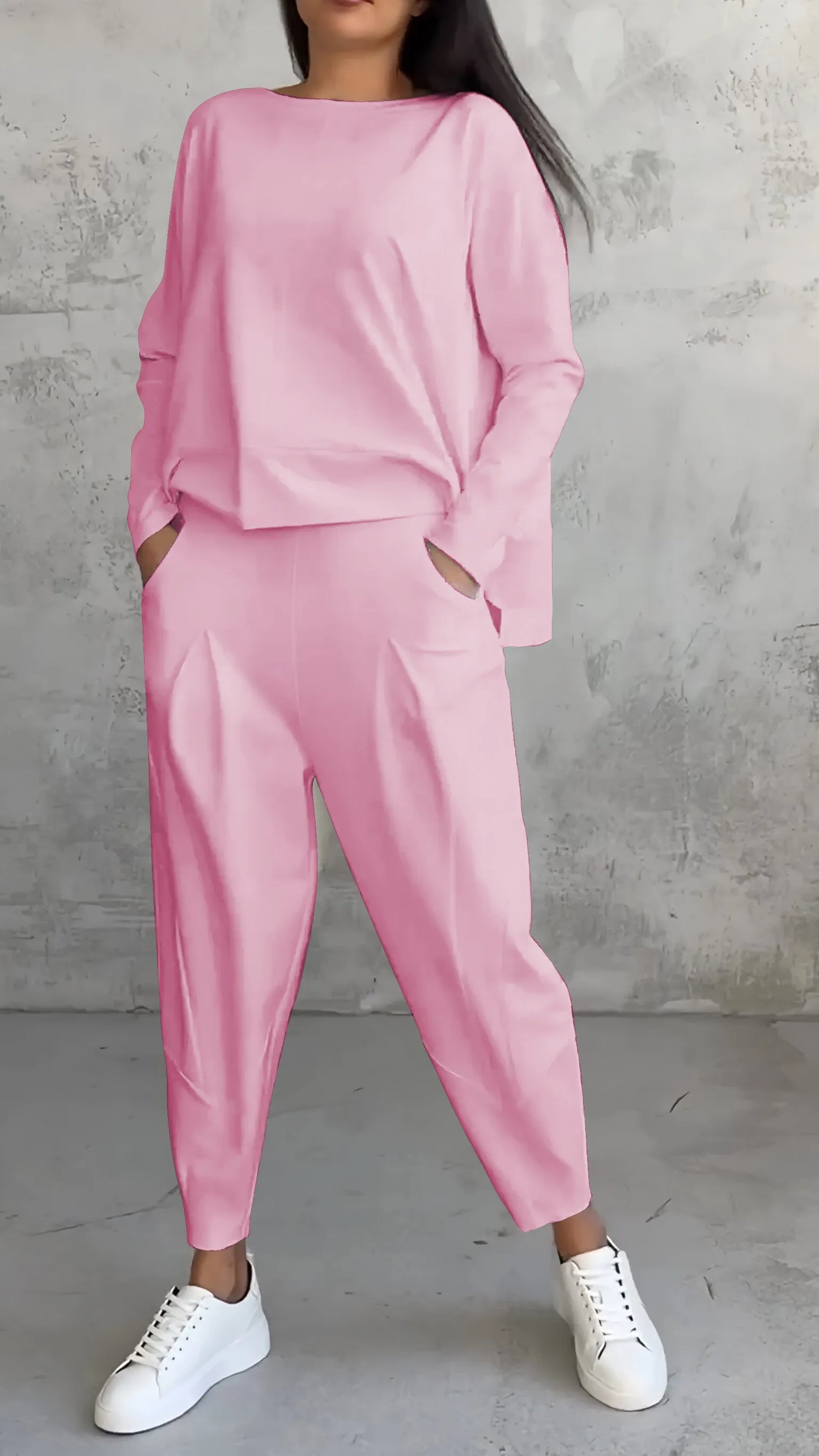 Alessandra | Women's Casual Long Sleeve Top and Harem Pants Set | Two-Piece