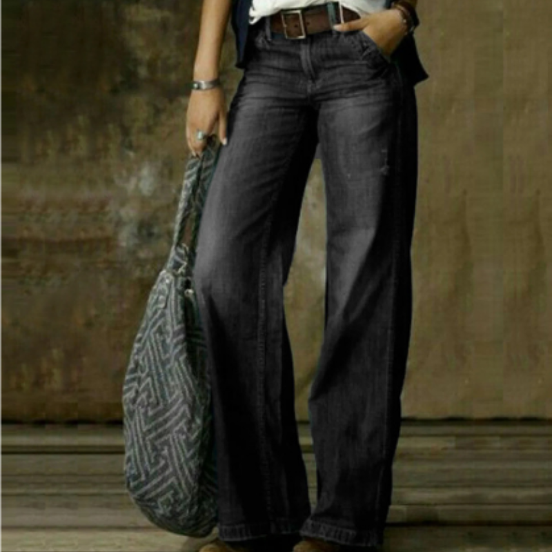 Women's Vintage Pants | High Waist | Wide Leg | Casual Denim Look