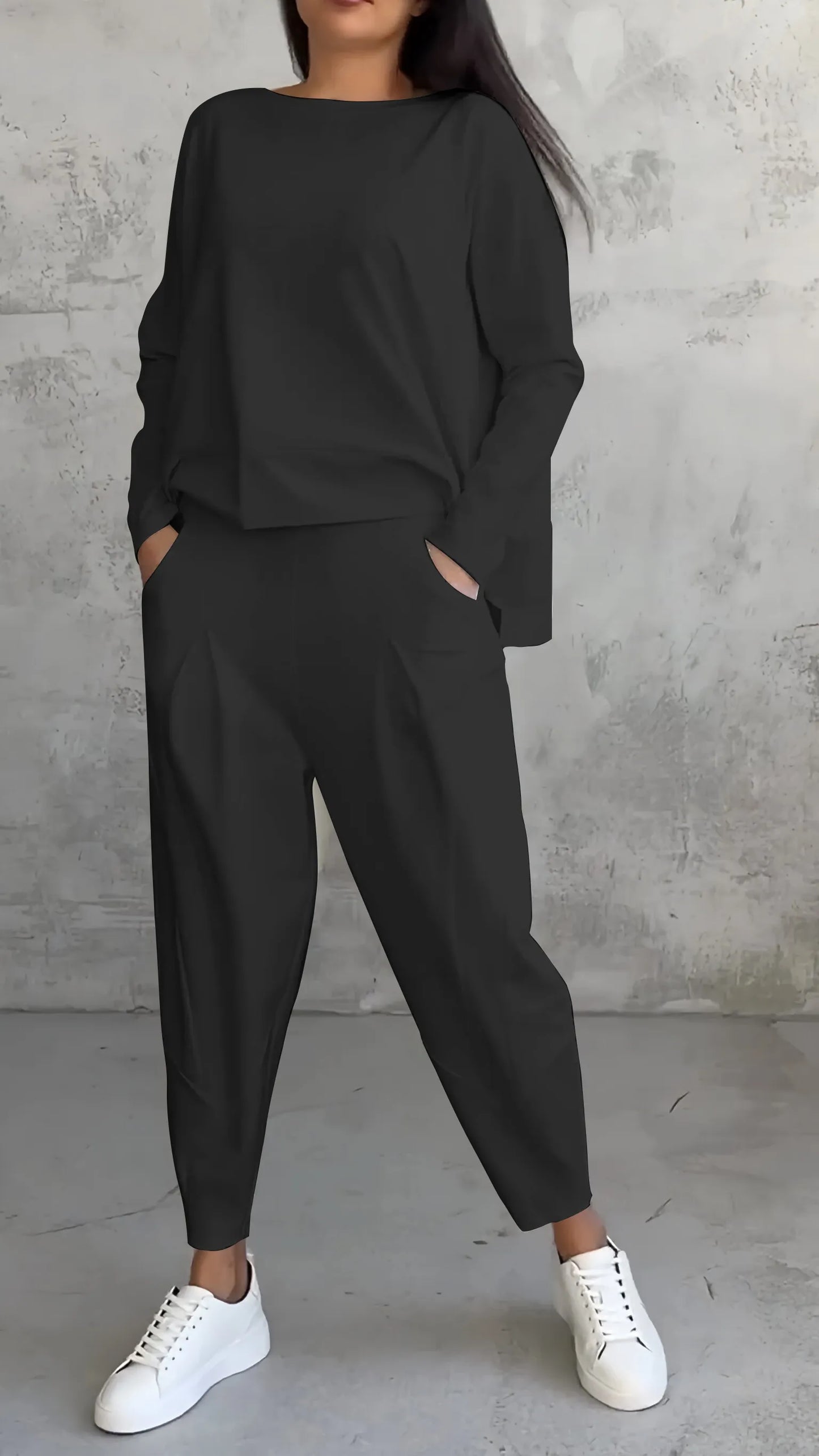 Alessandra | Women's Casual Long Sleeve Top and Harem Pants Set | Two-Piece