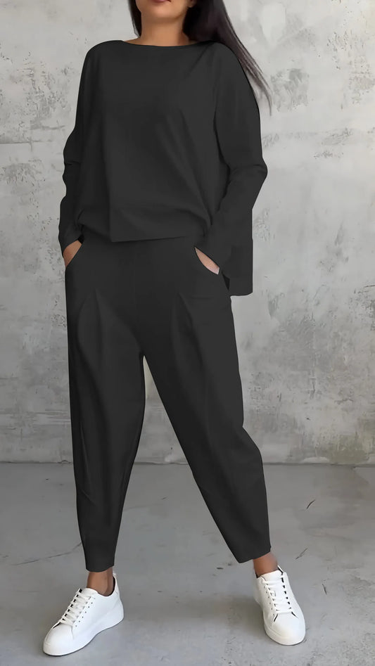 Alessandra | Women's Casual Long Sleeve Top and Harem Pants Set | Two-Piece