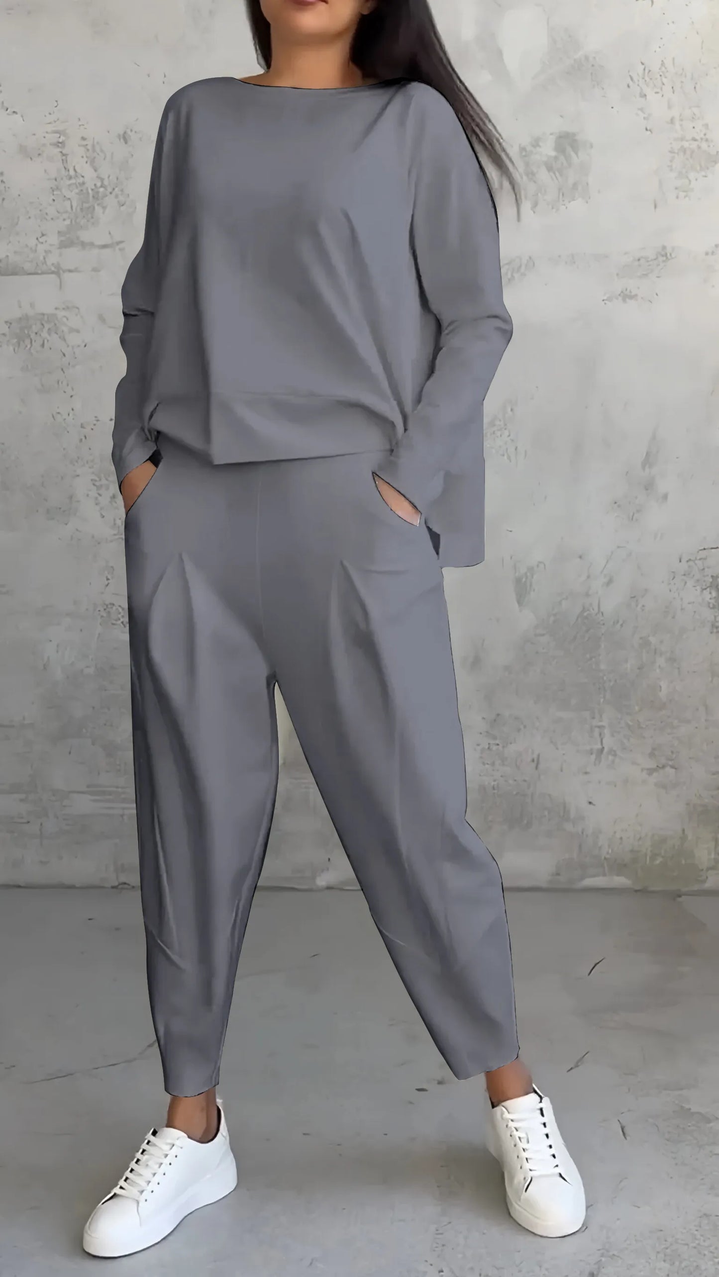 Alessandra | Women's Casual Long Sleeve Top and Harem Pants Set | Two-Piece
