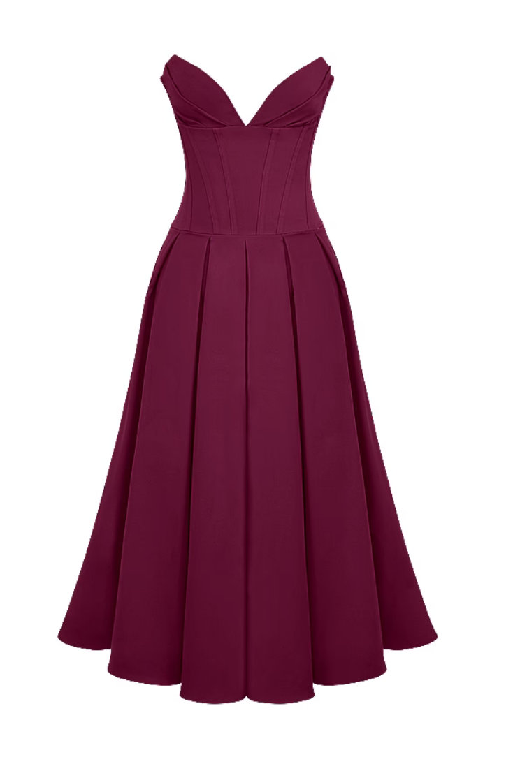 Katerina Corset Midi- Wine