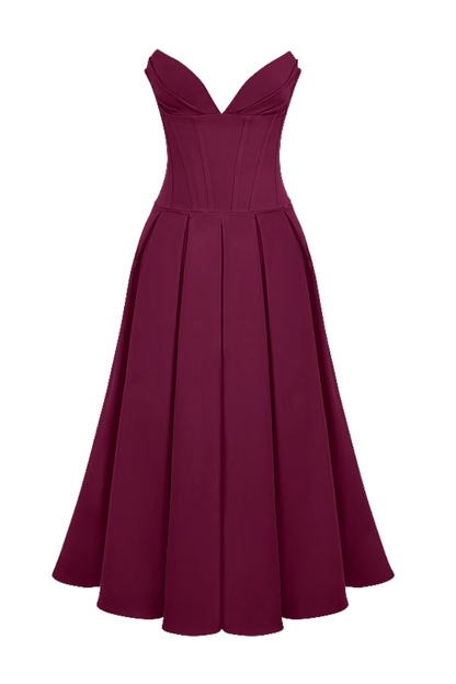 Katerina Corset Midi- Wine