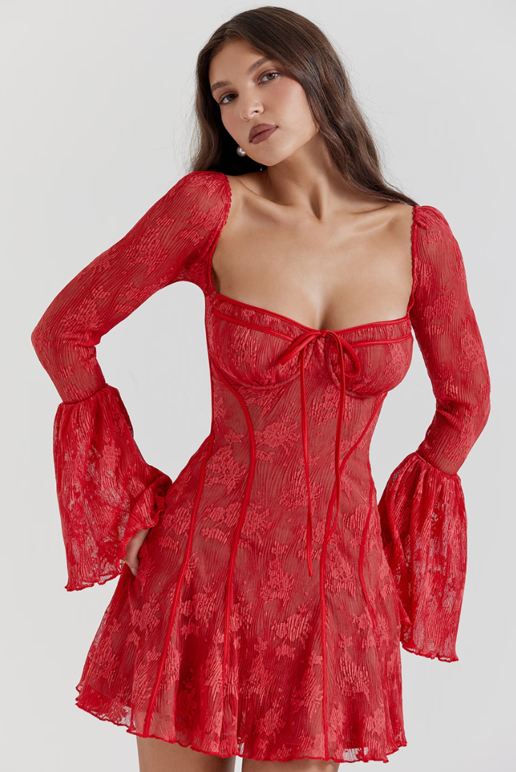 Delilah Lace Mini- Red