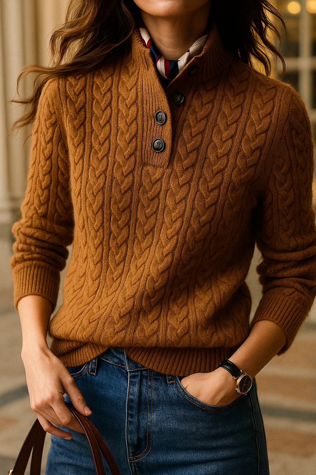 Arden Button-Up Cashmere Sweater