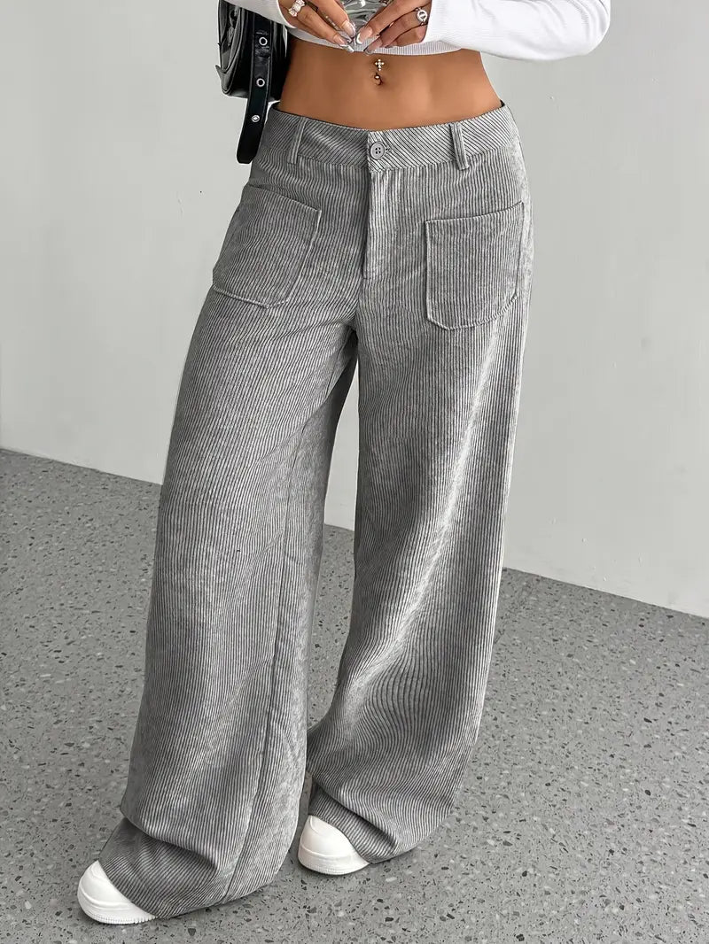 Women's High-Waisted Corduroy Pants | Wide Leg
