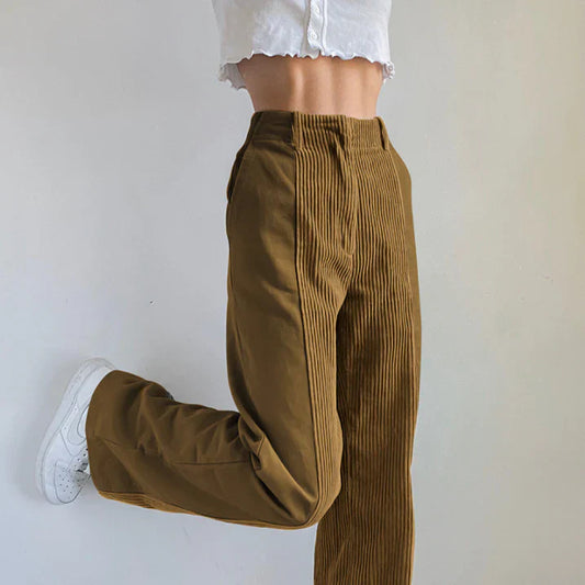 Women's Trendy High-Waisted Corduroy Pants | Wide Leg