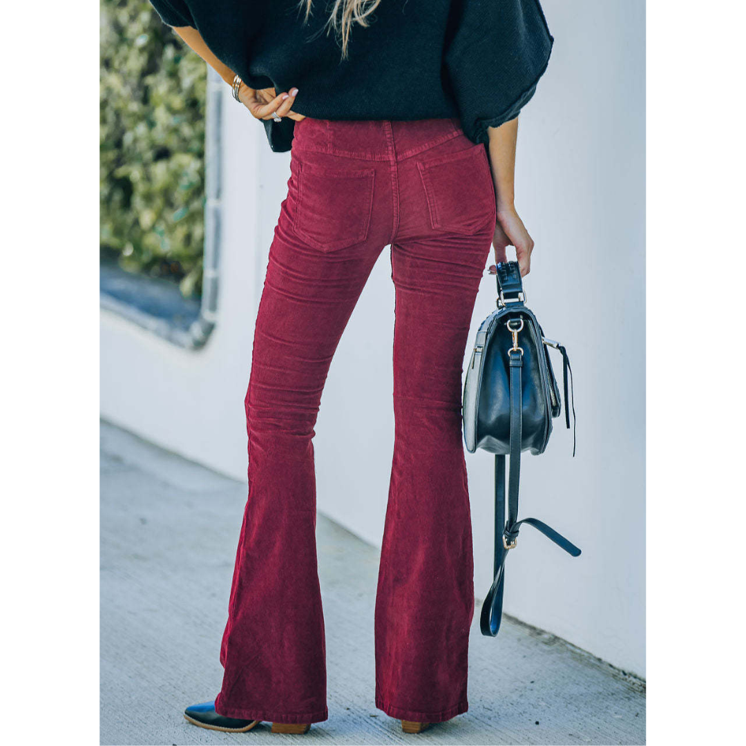 Cord Pants Women | High Waist | Flared Fit | Corduroy