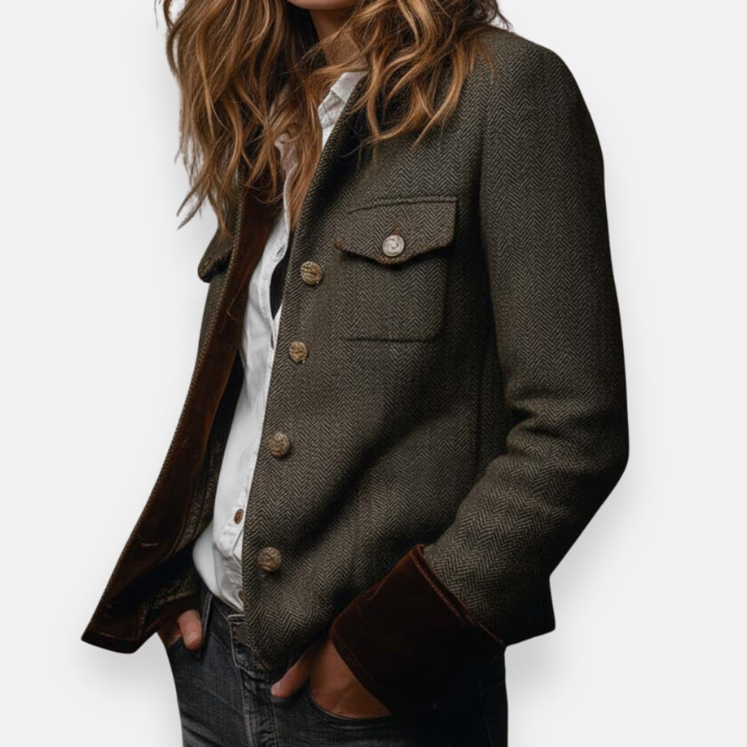 Claire | Refined Velvet-Trim Jacket