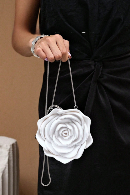 Acrylic Rose Clutch- White