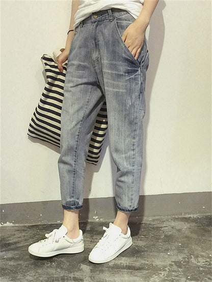 Women's Jeans | Cropped Leg | Faded Look | Casual Denim Style