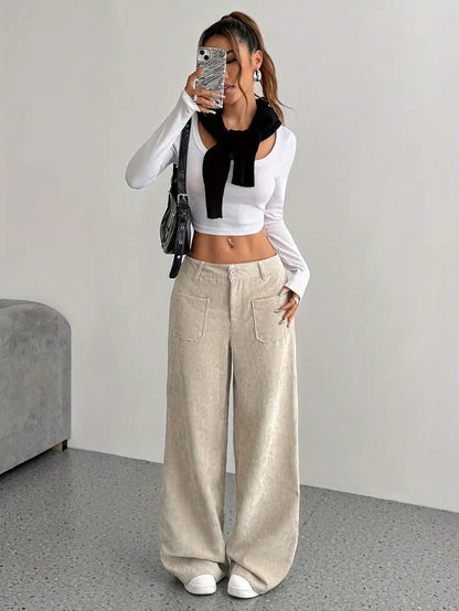 Women's High-Waisted Corduroy Pants | Wide Leg