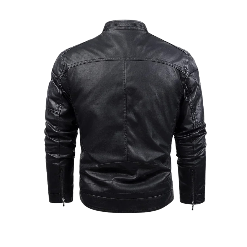 Retro fleece lined leather jacket