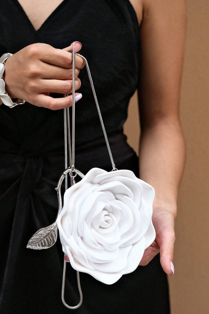 Acrylic Rose Clutch- White