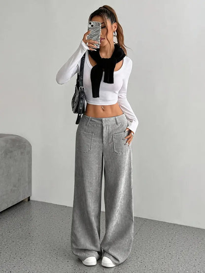 Women's High-Waisted Corduroy Pants | Wide Leg