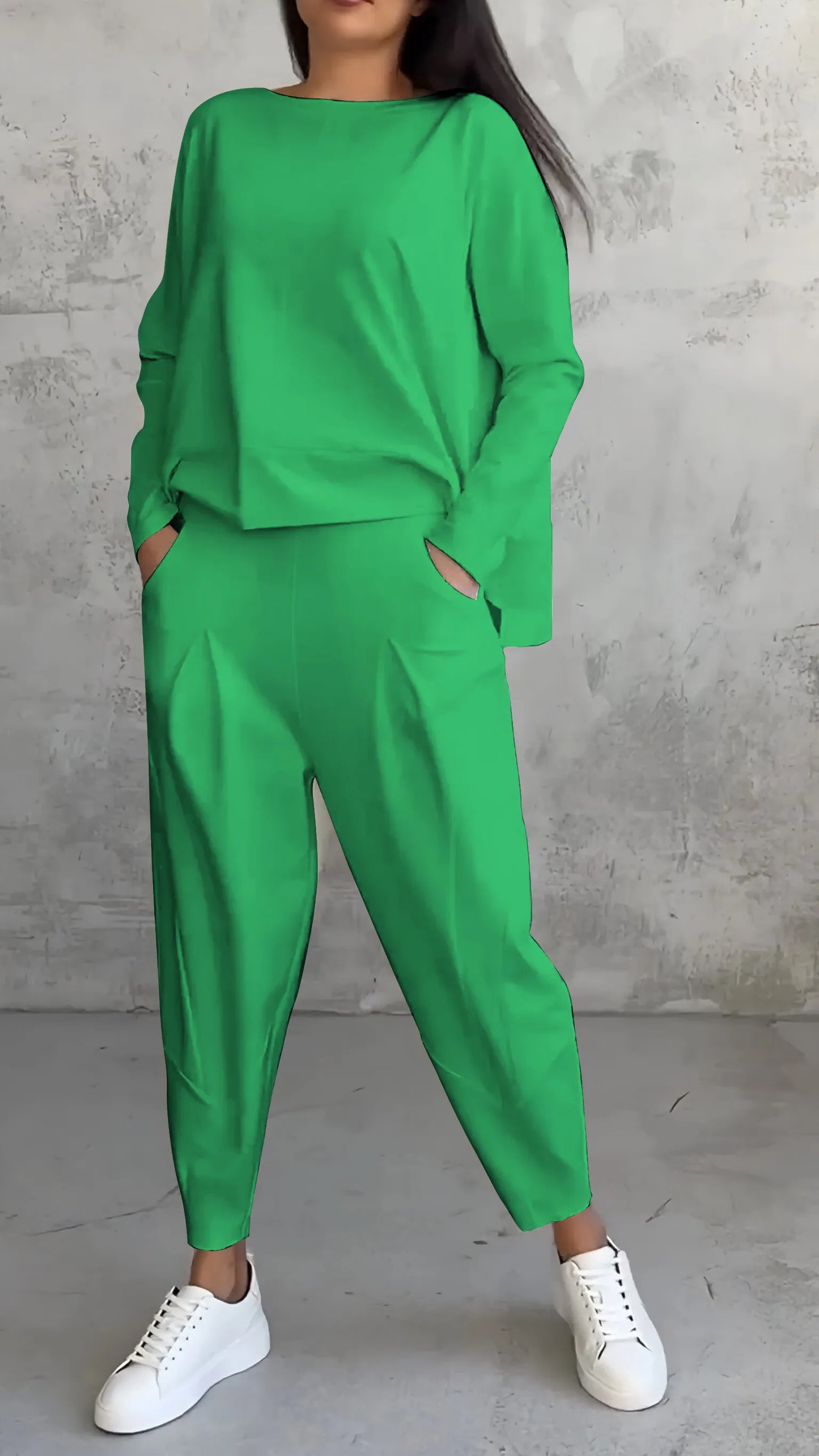 Alessandra | Women's Casual Long Sleeve Top and Harem Pants Set | Two-Piece