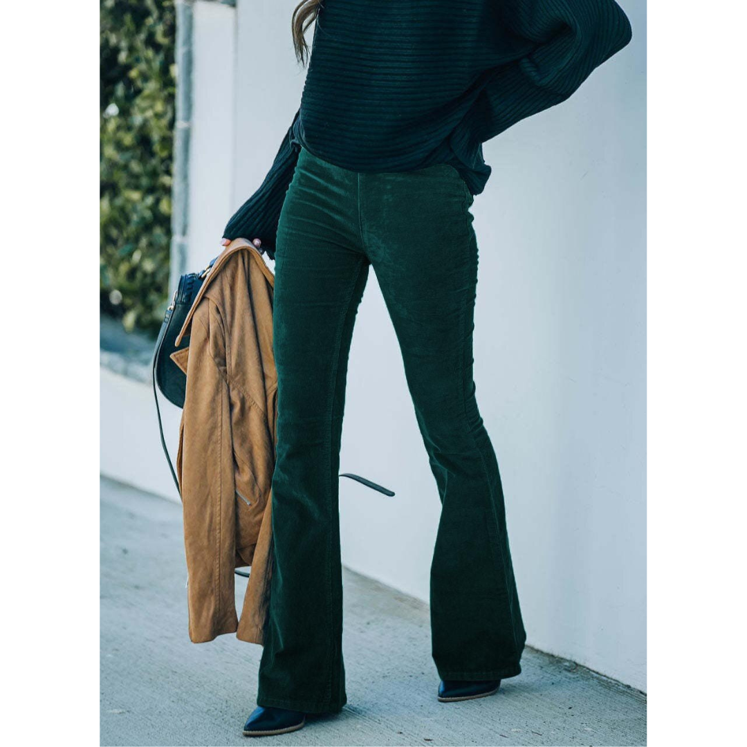 Cord Pants Women | High Waist | Flared Fit | Corduroy