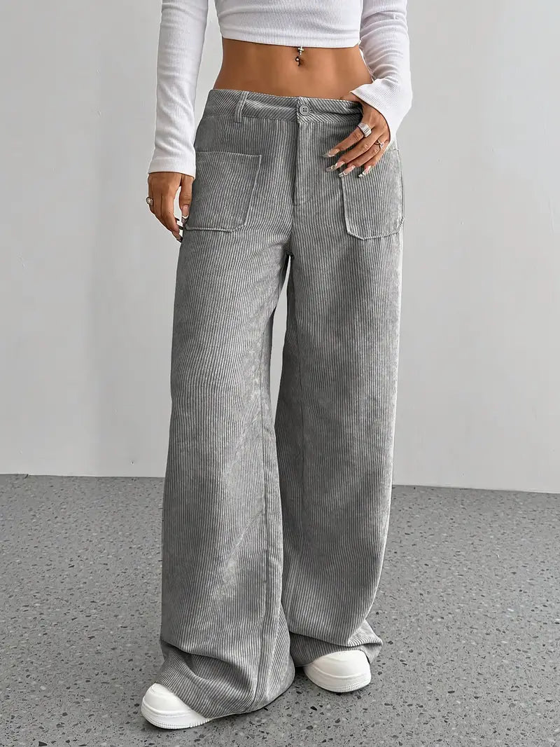 Women's High-Waisted Corduroy Pants | Wide Leg