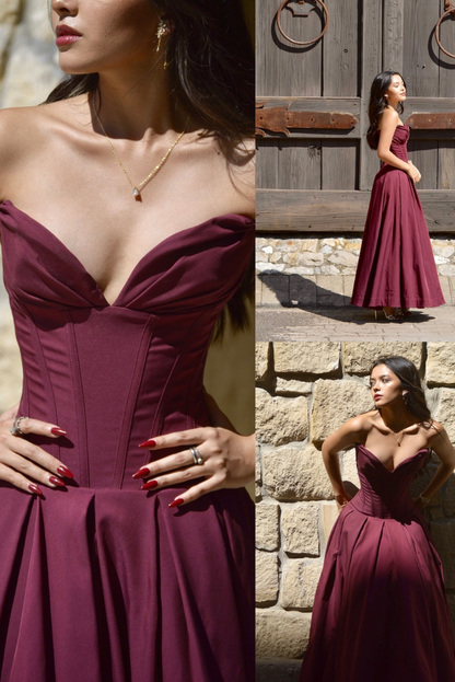 Katerina Corset Midi- Wine