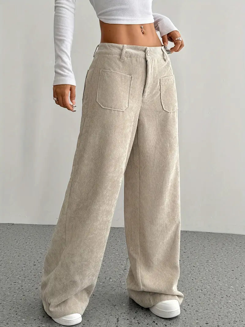 Women's High-Waisted Corduroy Pants | Wide Leg