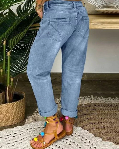 Women's Low-Waisted Casual Pants | Blue