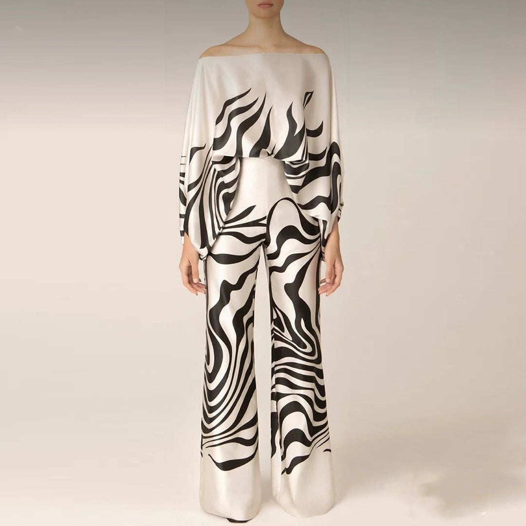 Women's One-Shoulder Printed Two-Piece Set | Stylish