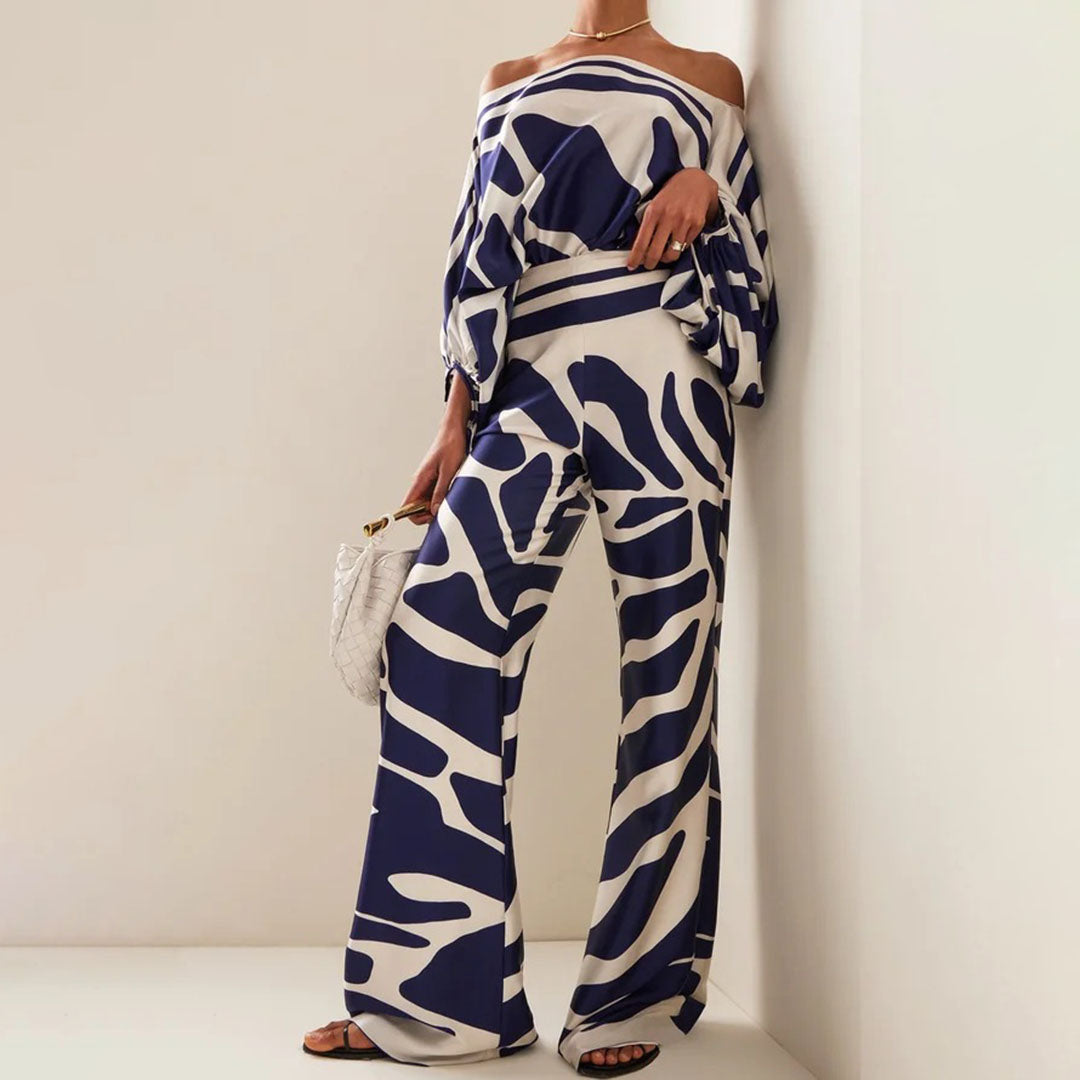 Women's One-Shoulder Printed Two-Piece Set | Stylish