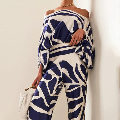 Women's One-Shoulder Printed Two-Piece Set | Stylish