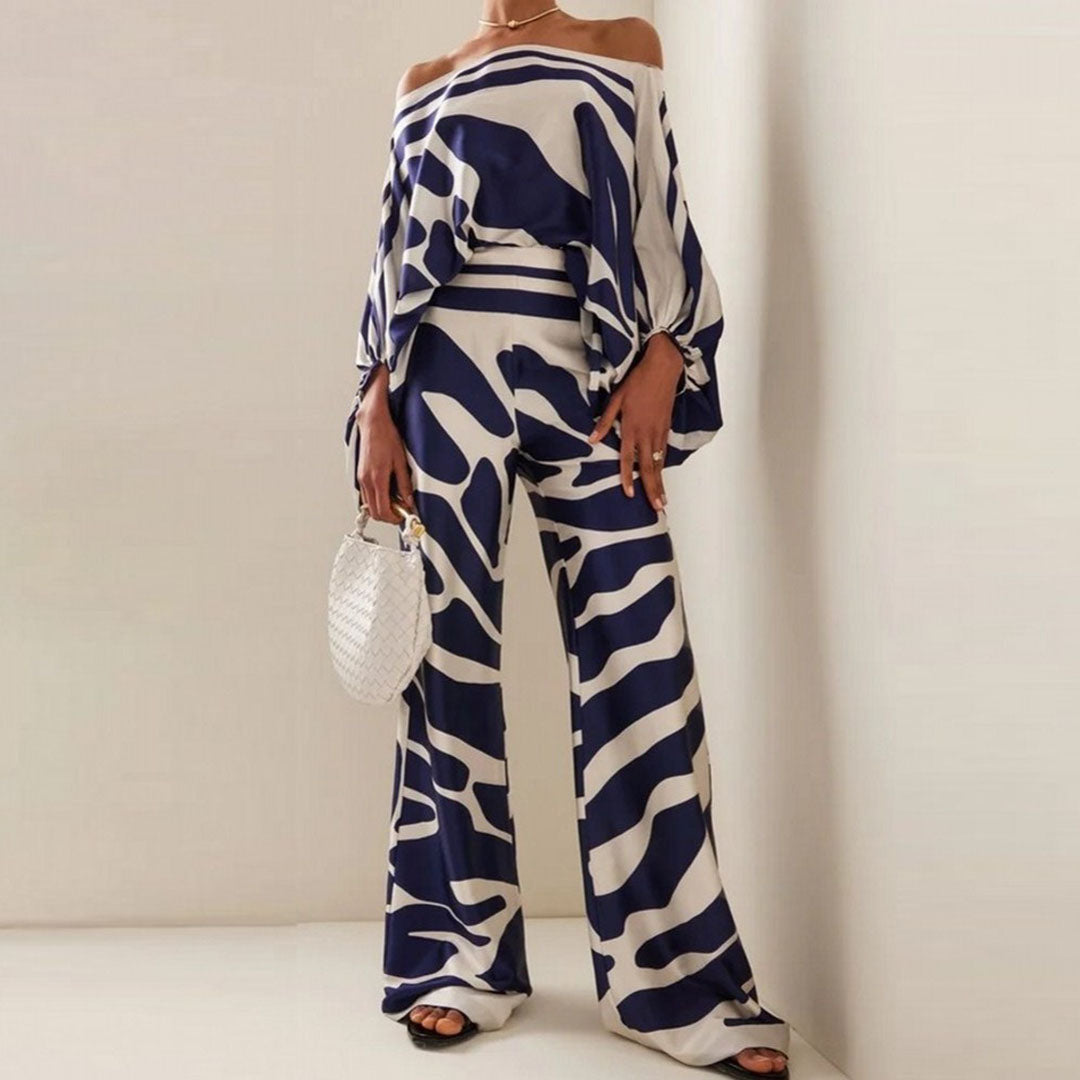 Women's One-Shoulder Printed Two-Piece Set | Stylish