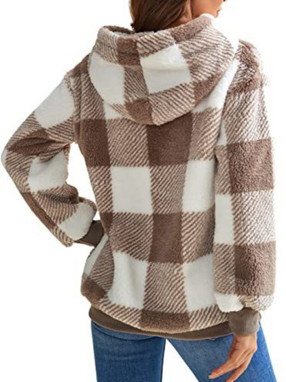 NICOLE CHECK FLEECE HOODIE