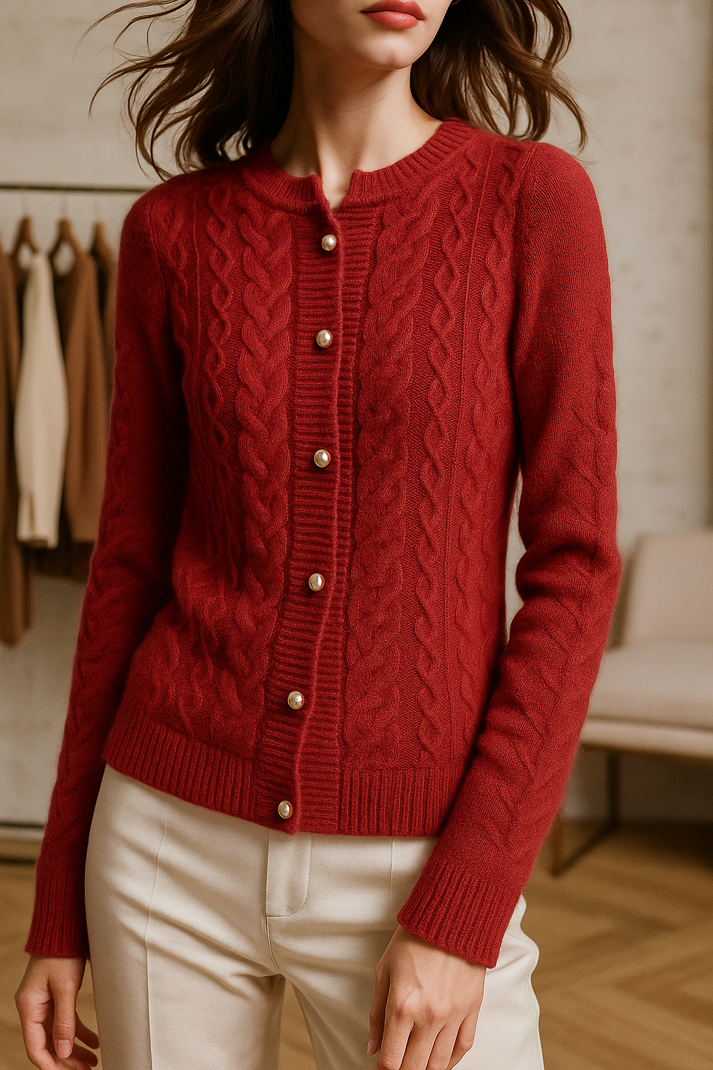 Cardigan with Pearl Buttons