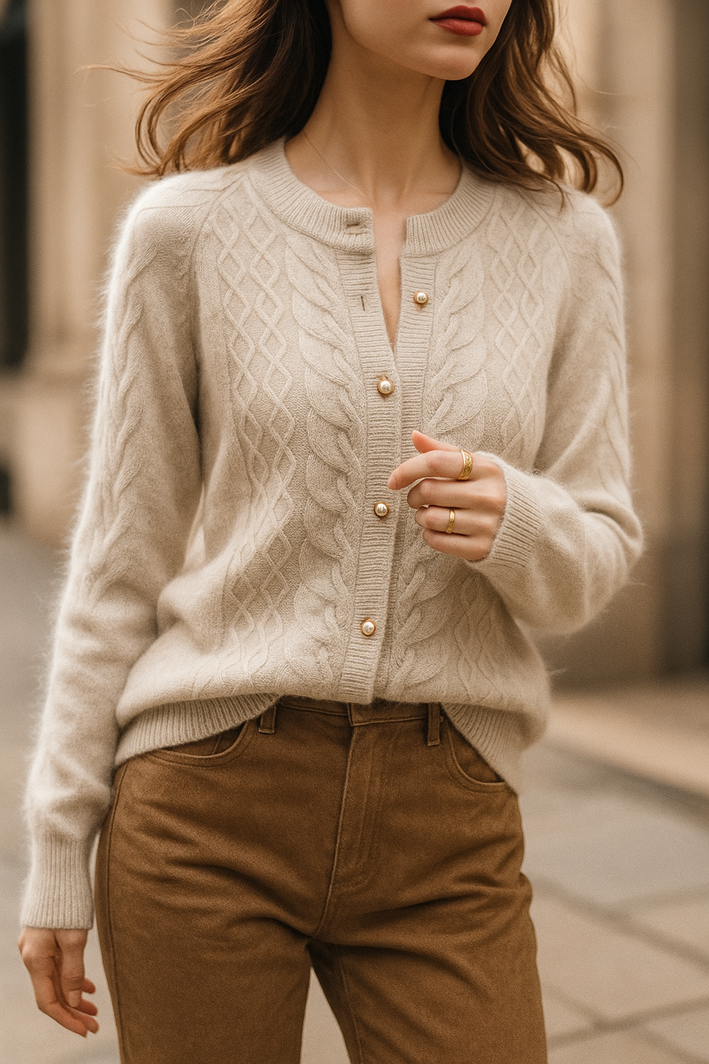Cardigan with Pearl Buttons