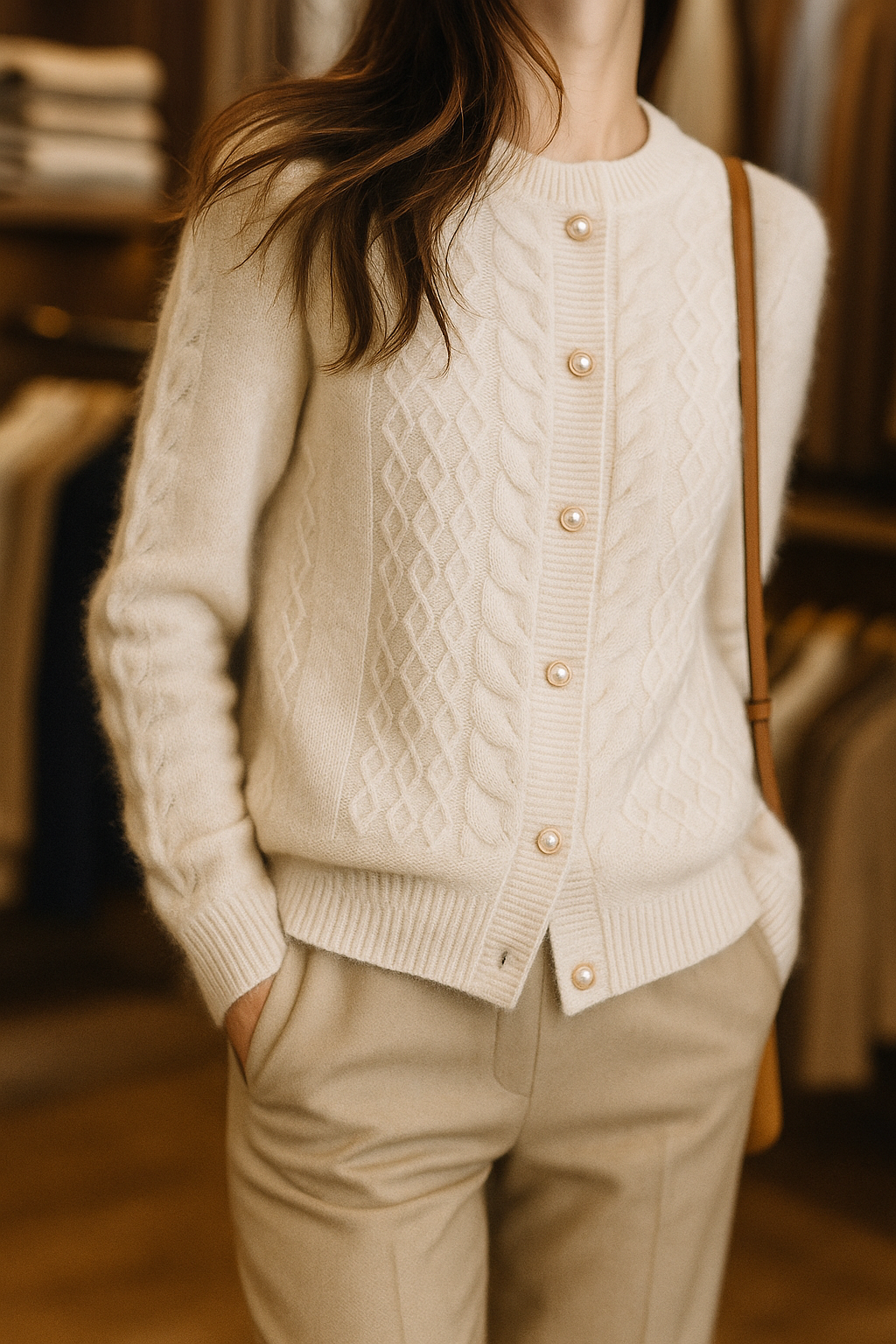 Cardigan with Pearl Buttons