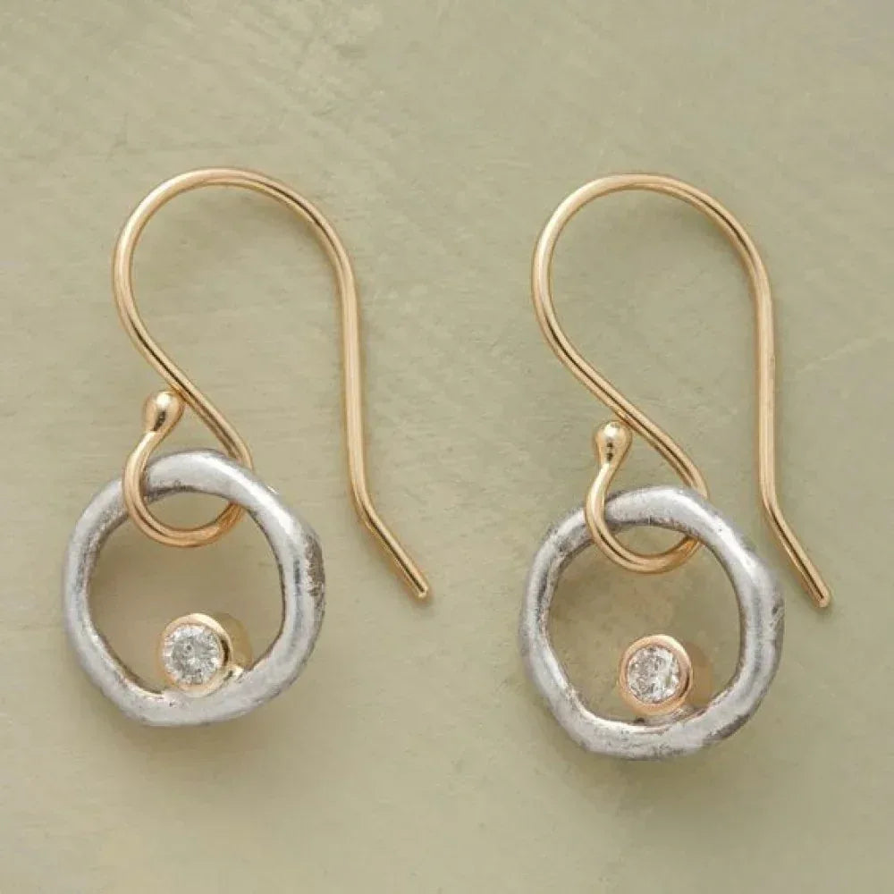Vintage Gold and Silver Zirconia Stud Earrings