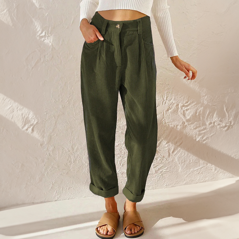 Women's Stylish Corduroy Pants | High Waist