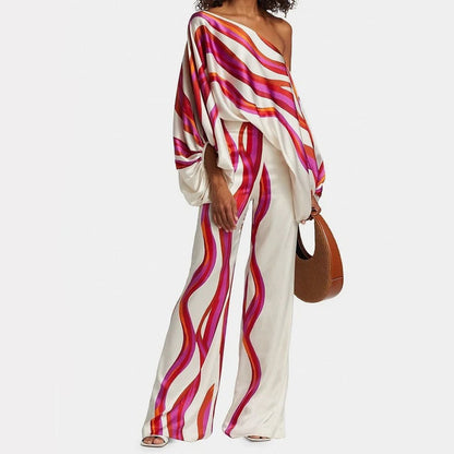 Women's One-Shoulder Printed Two-Piece Set | Stylish