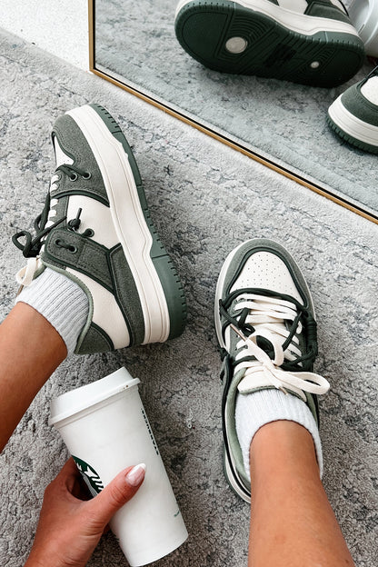 Two Way Street Platform Sneakers (Olive)