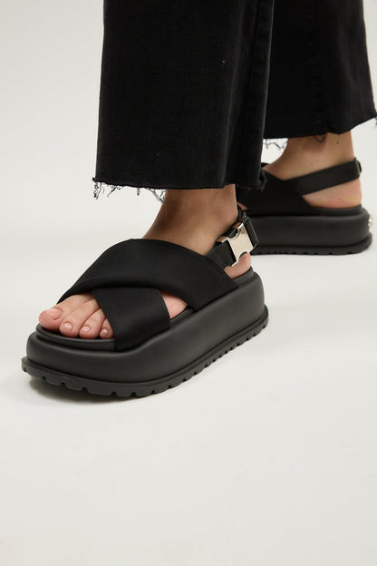 Blair | Black Shirt Sandals